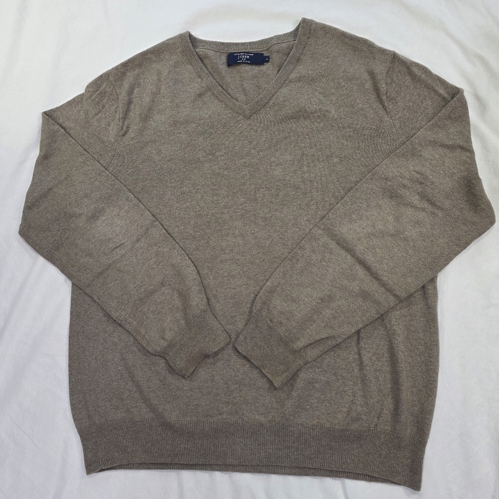 J Crew Cotton and Cashmere Long Sleeve V Neck Sweater.  Preppy Academia